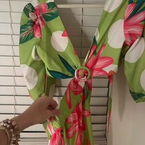 Green tropical dress